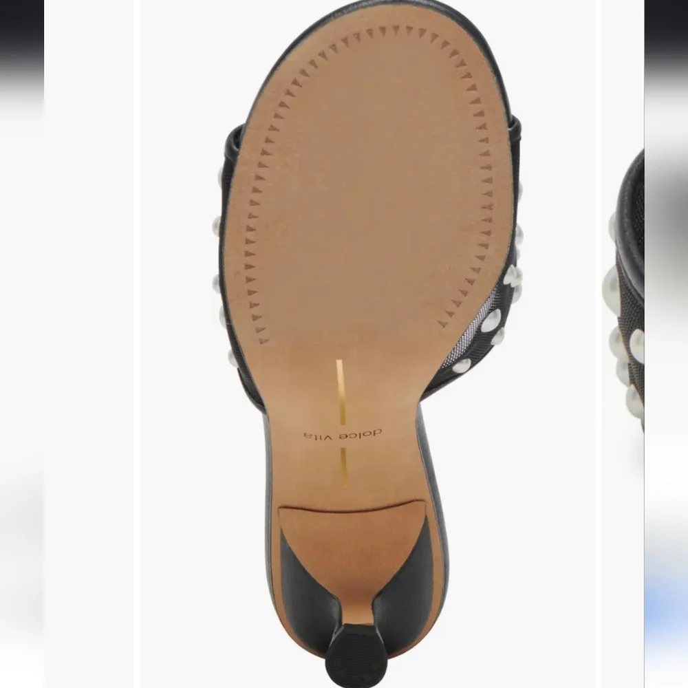 Dolce Vita Meeza Pearl Elegant Blk W/ White Faux Pearl Detail Women's Heels NIB - Picture 7 of 16